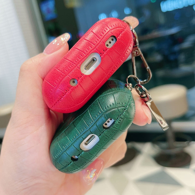 For AirPods Pro 2 Crocodile Texture Earphone Protective Case(Red) - For AirPods Pro 2 by PMC Jewellery | Online Shopping South Africa | PMC Jewellery | Buy Now Pay Later Mobicred