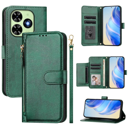 For Tecno Spark Go 2024 Multi-Card Slots Zipper Wallet Leather Phone Case(Green) - Tecno Cases by PMC Jewellery | Online Shopping South Africa | PMC Jewellery | Buy Now Pay Later Mobicred