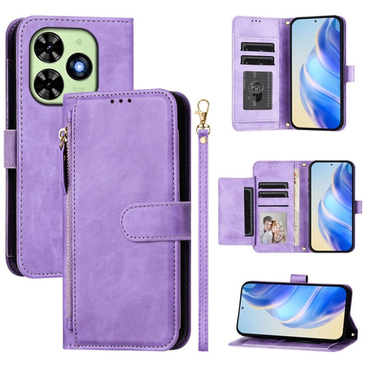 For Tecno Spark Go 2024 Multi-Card Slots Zipper Wallet Leather Phone Case(Purple) - Tecno Cases by PMC Jewellery | Online Shopping South Africa | PMC Jewellery | Buy Now Pay Later Mobicred