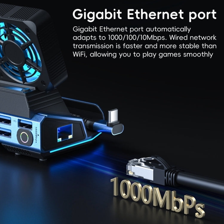 YCE-V279A 9 in 1 USB-C Gaming Dock Station with Detachable Fan(Blue Black) - free shipping - PMC Jewellery - Order now!