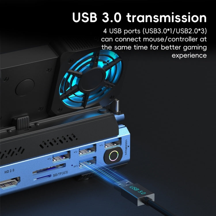 YCE-V279A 9 in 1 USB-C Gaming Dock Station with Detachable Fan(Blue Black) - free shipping - PMC Jewellery - Order now!