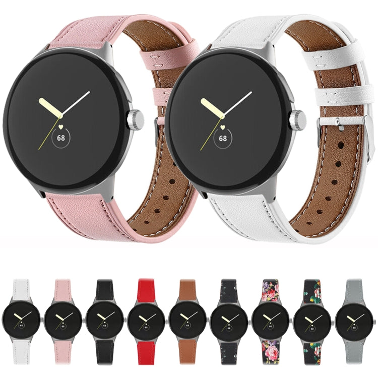 For Google Pixel Watch 3 45mm Round Tail Genuine Leather Watch Band(Brown) - Watch Bands by PMc TechLife | Online Shopping South Africa | PMc TechLife | Buy Now Pay Later Mobicred