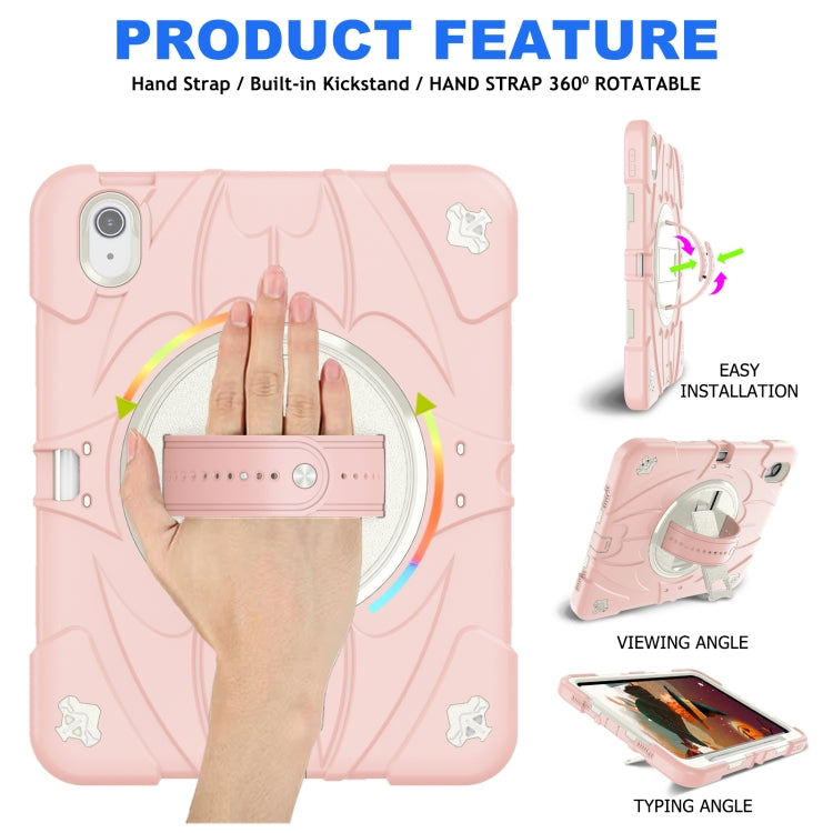 For iPad Air 11 2024 / 10.9 2022 Bat Hand Grip Turntable Stand Tablet Case(Pink White) - iPad Air 11 2025 / 2024 Cases by PMC Jewellery | Online Shopping South Africa | PMC Jewellery | Buy Now Pay Later Mobicred