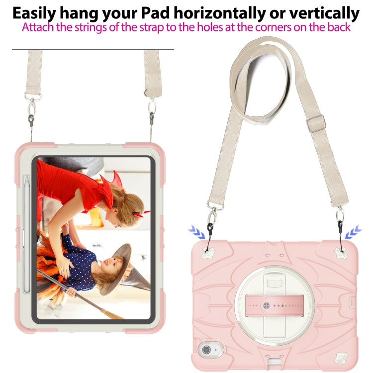 For iPad Air 11 2024 / 10.9 2022 Bat Hand Grip Turntable Stand Tablet Case(Pink White) - iPad Air 11 2024 Cases by PMC Jewellery | Online Shopping South Africa | PMC Jewellery | Buy Now Pay Later Mobicred