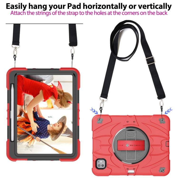 For iPad Pro 11 2024 Bat Hand Grip Turntable Stand Tablet Case(Red Black) - iPad Pro 11 2024 Cases by PMC Jewellery | Online Shopping South Africa | PMC Jewellery | Buy Now Pay Later Mobicred