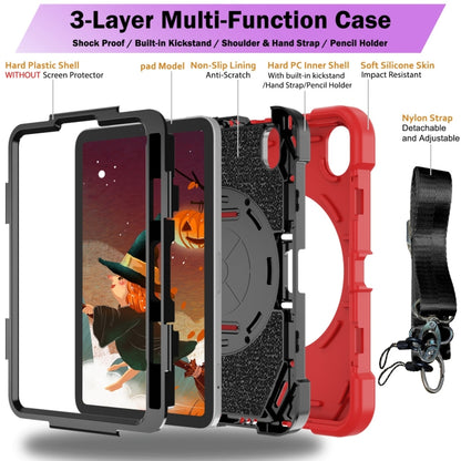 For iPad mini 6 Bat Hand Grip Turntable Stand Tablet Case(Red Black) - iPad mini 6 Cases by PMC Jewellery | Online Shopping South Africa | PMC Jewellery | Buy Now Pay Later Mobicred