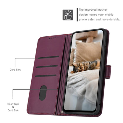 For Motorola Edge 2024 5G Embossed Kitten Phone Leather Case with Lanyard(Wine Red) - Motorola Cases by PMC Jewellery | Online Shopping South Africa | PMC Jewellery | Buy Now Pay Later Mobicred