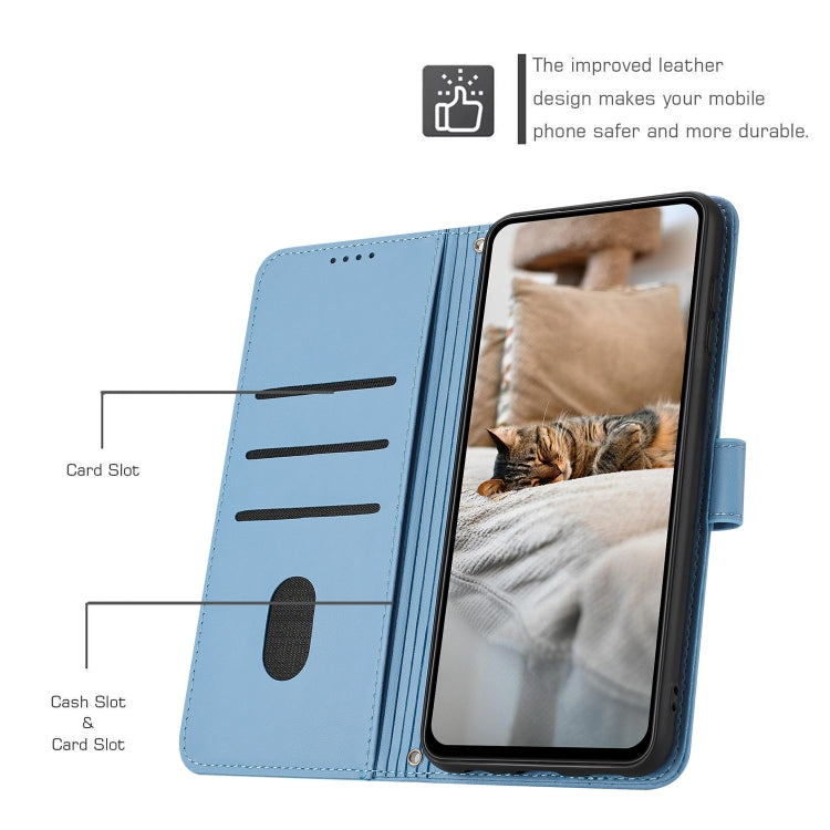 For Motorola Moto G 5G 2024 Embossed Kitten Phone Leather Case with Lanyard(Blue) - Motorola Cases by PMC Jewellery | Online Shopping South Africa | PMC Jewellery | Buy Now Pay Later Mobicred