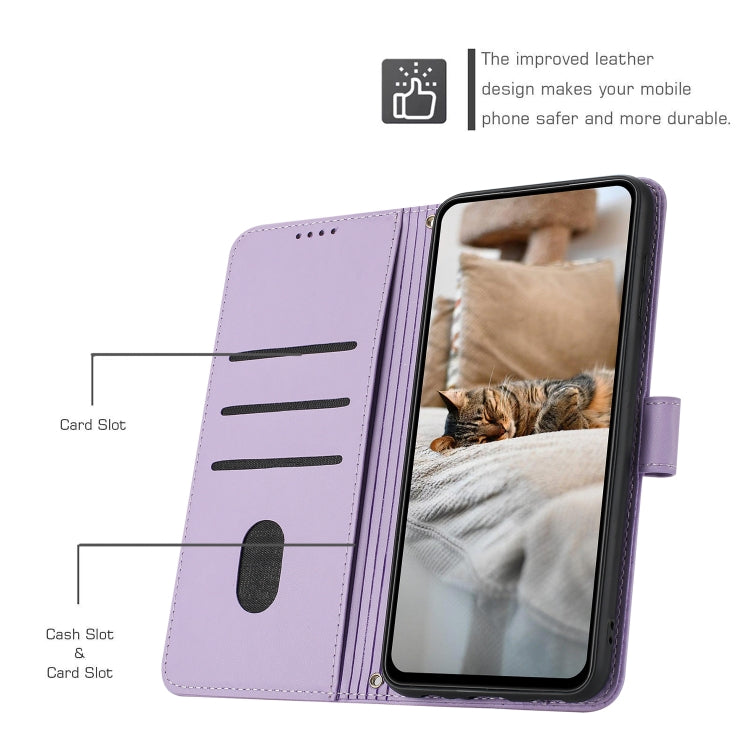 For Samsung Galaxy S25 / S24 5G Embossed Kitten Phone Leather Case with Lanyard(Purple) - Galaxy S24 5G Cases by PMC Jewellery | Online Shopping South Africa | PMC Jewellery | Buy Now Pay Later Mobicred