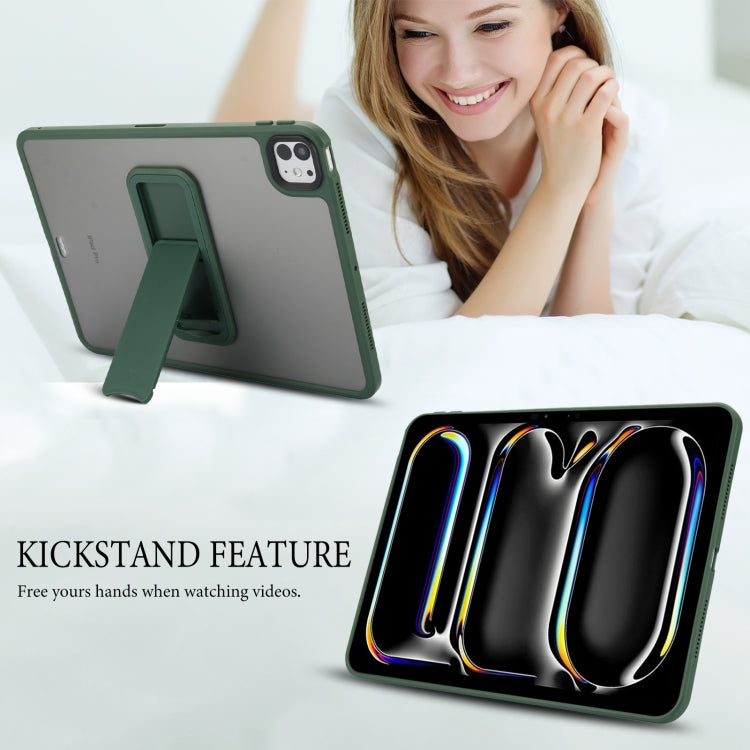 For iPad 4 / 3 / 2 9.7 inch Skin Feel Holder PC Hybrid TPU Tablet Case(Dark Green) - iPad 4 & 3 & 2 Cases by PMC Jewellery | Online Shopping South Africa | PMC Jewellery | Buy Now Pay Later Mobicred