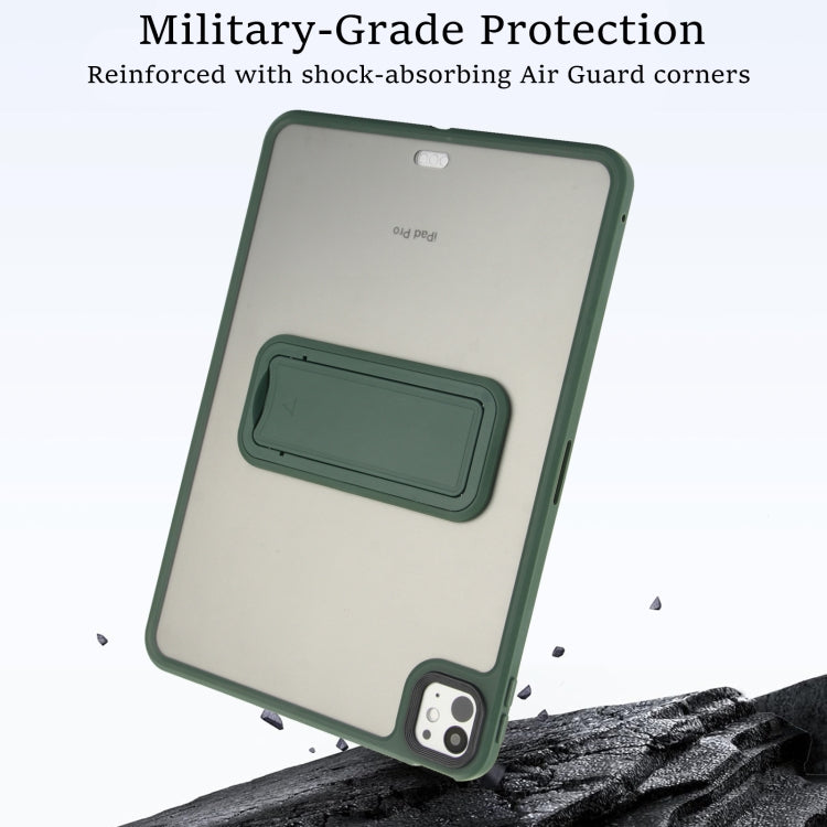 For iPad Air 11 2024 Skin Feel Holder PC Hybrid TPU Tablet Case(Dark Green) - iPad Air 11 2024 Cases by PMC Jewellery | Online Shopping South Africa | PMC Jewellery | Buy Now Pay Later Mobicred