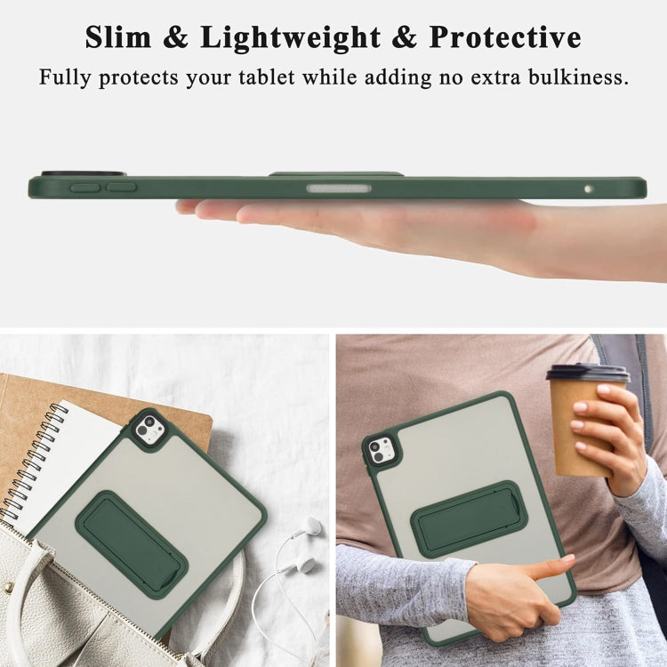 For iPad Pro 11 2018 Skin Feel Holder PC Hybrid TPU Tablet Case(Dark Green) - iPad Pro 11 (2018) Cases by PMC Jewellery | Online Shopping South Africa | PMC Jewellery | Buy Now Pay Later Mobicred