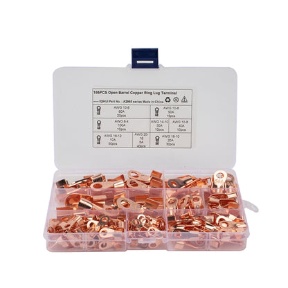 185 PCS Icstation Open Barrel Pure Copper Ring Lug Wire Crimp Terminals Assortment Kit - Booster Cable & Clip by PMC Jewellery | Online Shopping South Africa | PMC Jewellery | Buy Now Pay Later Mobicred