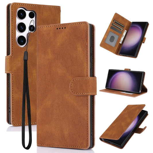 For Samsung Galaxy S25 Ultra 5G Fantasy Skin-feel Calfskin Texture Leather Phone Case(Brown) - Galaxy S25 Ultra 5G Cases by PMC Jewellery | Online Shopping South Africa | PMC Jewellery | Buy Now Pay Later Mobicred