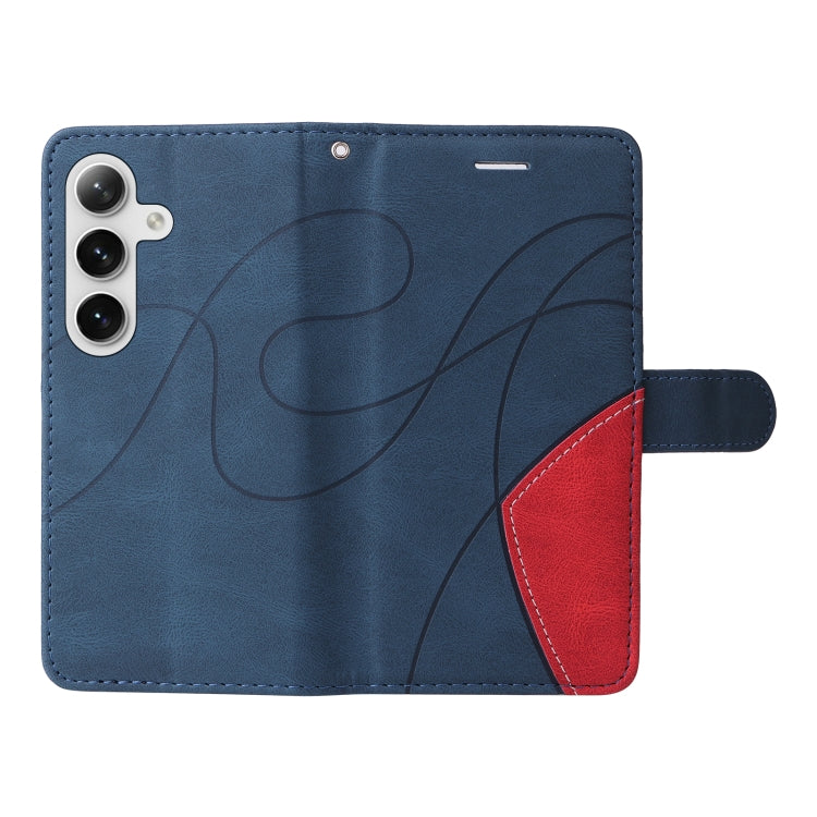 For Samsung Galaxy S25 / S24 5G Dual-color Splicing Flip Leather Phone Case(Blue) - free shipping - PMC Jewellery - Order now!
