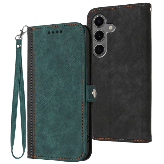 For Samsung Galaxy S25+ 5G Side Buckle Double Fold Hand Strap Leather Phone Case(Dark Green) - Galaxy S25+ 5G Cases by PMC Jewellery | Online Shopping South Africa | PMC Jewellery | Buy Now Pay Later Mobicred