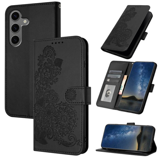 For Samsung Galaxy S25+ 5G Datura Flower Embossed Flip Leather Phone Case(Black) - Galaxy S25+ 5G Cases by PMC Jewellery | Online Shopping South Africa | PMC Jewellery | Buy Now Pay Later Mobicred