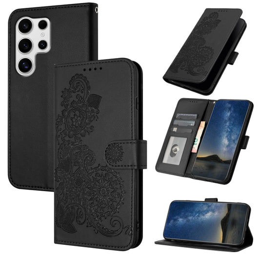 For Samsung Galaxy S25 Ultra 5G Datura Flower Embossed Flip Leather Phone Case(Black) - Galaxy S25 Ultra 5G Cases by PMC Jewellery | Online Shopping South Africa | PMC Jewellery | Buy Now Pay Later Mobicred