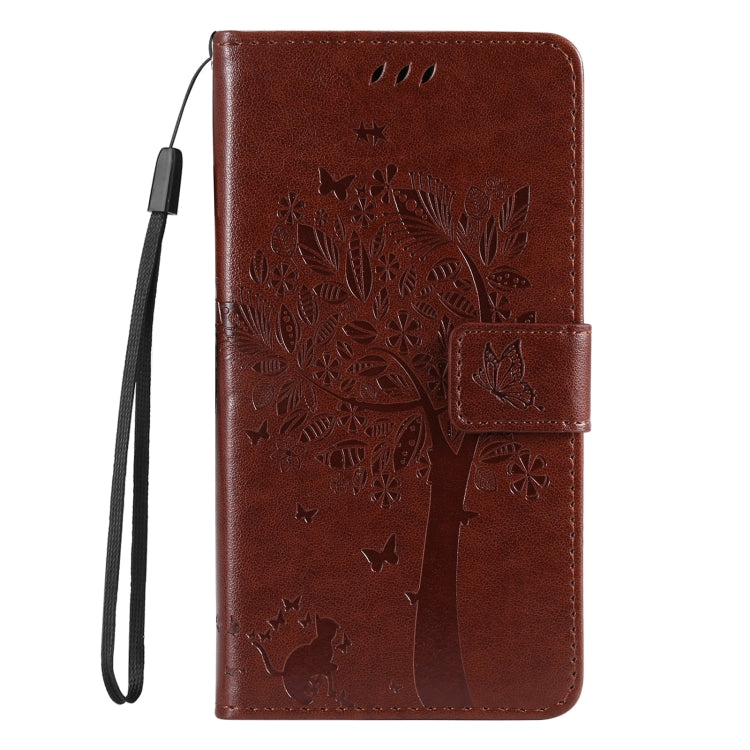 For Samsung Galaxy S25+ / S24+ 5G Tree & Cat Embossed Pattern Flip Leather Phone Case(Coffee) - Galaxy S25+ 5G Cases by PMC Jewellery | Online Shopping South Africa | PMC Jewellery | Buy Now Pay Later Mobicred