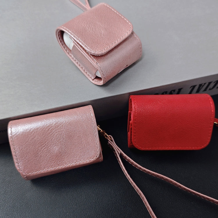 For AirPods 1 / 2 Cowhide Texture PU Headset Shockproof Case(Black) - For AirPods 1/2 by PMC Jewellery | Online Shopping South Africa | PMC Jewellery | Buy Now Pay Later Mobicred