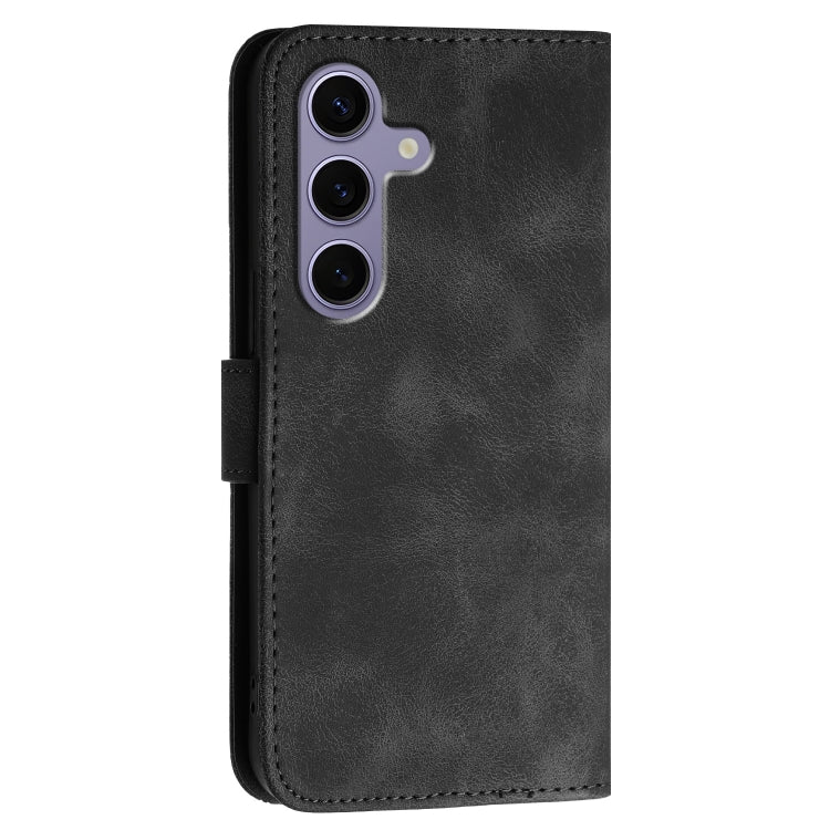 For Samsung Galaxy S25 5G YX0080 Grid Butterfly Embossed Pattern Flip Leather Phone Case with Lanyard(Black) - Galaxy S25 5G Cases by PMC Jewellery | Online Shopping South Africa | PMC Jewellery | Buy Now Pay Later Mobicred