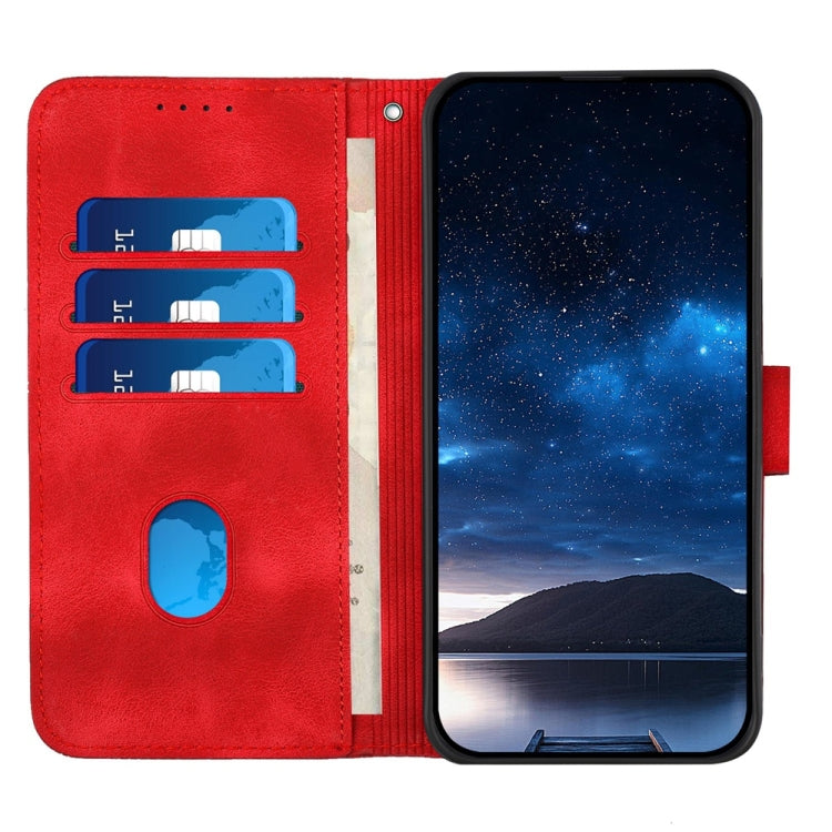 For Samsung Galaxy S25+ 5G YX0080 Grid Butterfly Embossed Pattern Flip Leather Phone Case with Lanyard(Red) - Galaxy S25+ 5G Cases by PMC Jewellery | Online Shopping South Africa | PMC Jewellery | Buy Now Pay Later Mobicred