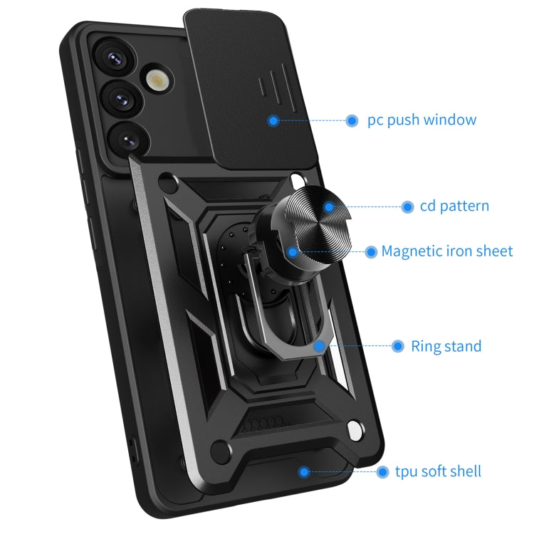 For Samsung Galaxy S25+ 5G Sliding Camera Cover Design TPU+PC Phone Case(Black) - Galaxy S25+ 5G Cases by PMC Jewellery | Online Shopping South Africa | PMC Jewellery | Buy Now Pay Later Mobicred