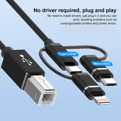 3 in 1 8 Pin, Type-C, Micro USB to USB-B MIDI Instruments Printer Cable, Length: 1m, Length:1m(Blue) - Multifunction Cable by PMC Jewellery | Online Shopping South Africa | PMC Jewellery | Buy Now Pay Later Mobicred