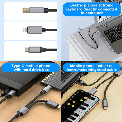 2 in 1 Type-C and 8 Pin to USB-B MIDI Instruments Printer Cable, Length: 1m, Length:1m(Black) - Multifunction Cable by PMC Jewellery | Online Shopping South Africa | PMC Jewellery | Buy Now Pay Later Mobicred