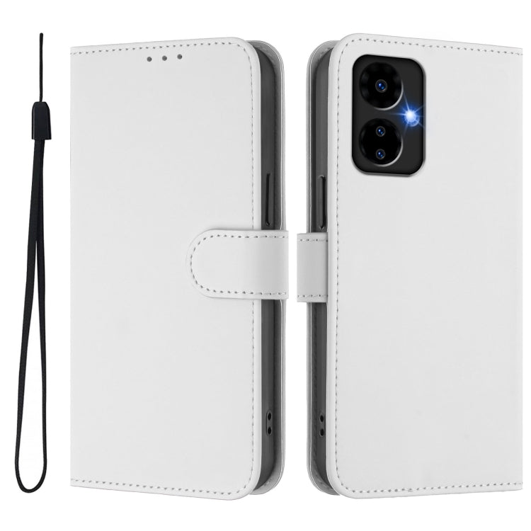 For Boost MobIle Celero 5G 2024 / 3 5G Skin Feel Solid Color Leather Phone Case with Lanyard(White) - More Brand by PMC Jewellery | Online Shopping South Africa | PMC Jewellery | Buy Now Pay Later Mobicred