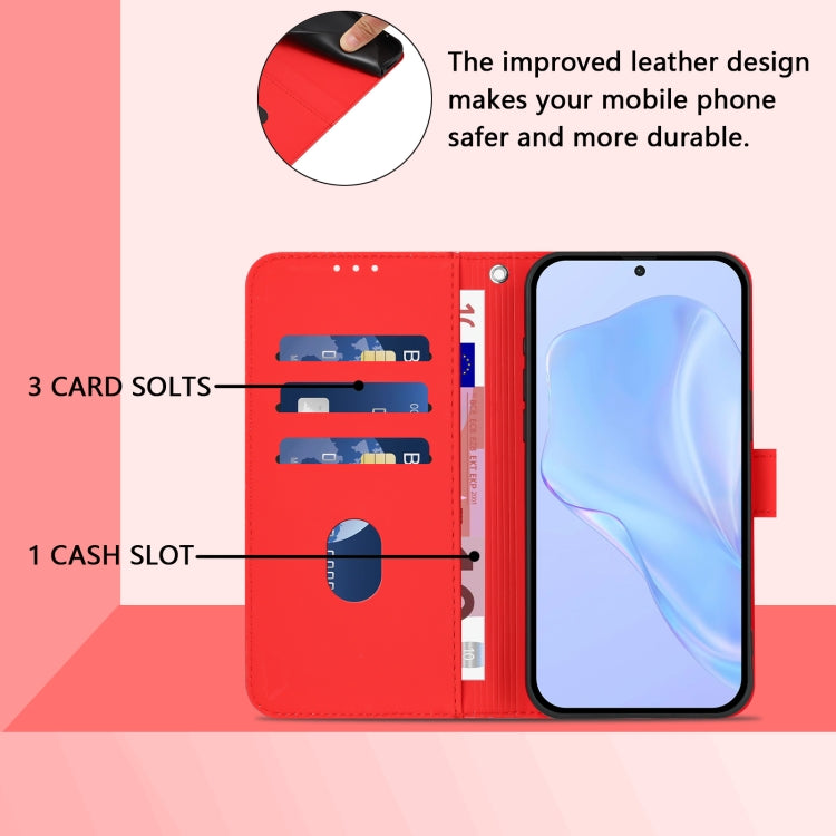 For Boost MobIle Celero 5G+ 2024 / 3+ 5G Skin Feel Solid Color Leather Phone Case with Lanyard(Red) - More Brand by PMC Jewellery | Online Shopping South Africa | PMC Jewellery | Buy Now Pay Later Mobicred