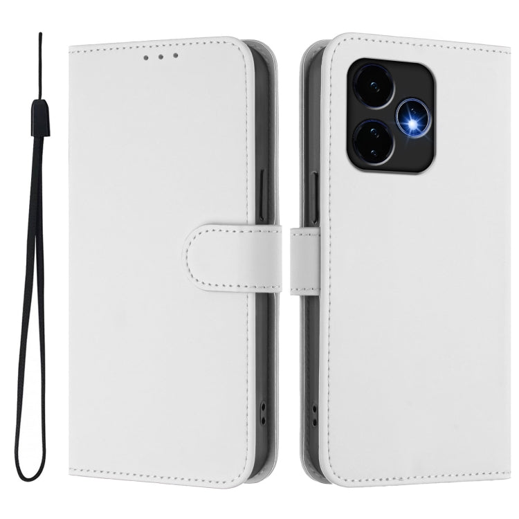 For Boost MobIle Celero 5G+ 2024 / 3+ 5G Skin Feel Solid Color Leather Phone Case with Lanyard(White) - More Brand by PMC Jewellery | Online Shopping South Africa | PMC Jewellery | Buy Now Pay Later Mobicred