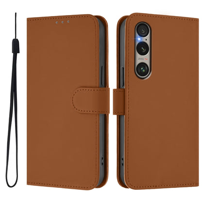 For Sony Xperia 1 VI 2024 Skin Feel Solid Color Leather Phone Case with Lanyard(Brown) - Sony Cases by PMC Jewellery | Online Shopping South Africa | PMC Jewellery | Buy Now Pay Later Mobicred