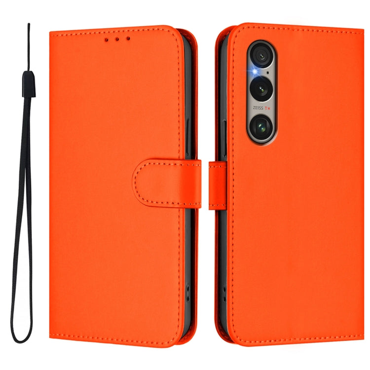 For Sony Xperia 1 VI 2024 Skin Feel Solid Color Leather Phone Case with Lanyard(Orange) - Sony Cases by PMC Jewellery | Online Shopping South Africa | PMC Jewellery | Buy Now Pay Later Mobicred