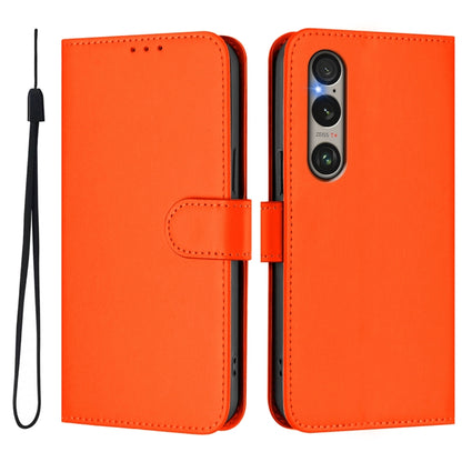 For Sony Xperia 1 VI 2024 Skin Feel Solid Color Leather Phone Case with Lanyard(Orange) - Sony Cases by PMC Jewellery | Online Shopping South Africa | PMC Jewellery | Buy Now Pay Later Mobicred