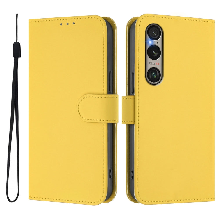 For Sony Xperia 1 VI 2024 Skin Feel Solid Color Leather Phone Case with Lanyard(Lemon Yellow) - Sony Cases by PMC Jewellery | Online Shopping South Africa | PMC Jewellery | Buy Now Pay Later Mobicred