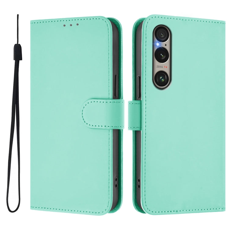 For Sony Xperia 1 VI 2024 Skin Feel Solid Color Leather Phone Case with Lanyard(Mint Green) - Sony Cases by PMC Jewellery | Online Shopping South Africa | PMC Jewellery | Buy Now Pay Later Mobicred