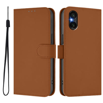 For Sony Xperia 5 VI 2024 Skin Feel Solid Color Leather Phone Case with Lanyard(Brown) - Sony Cases by PMC Jewellery | Online Shopping South Africa | PMC Jewellery | Buy Now Pay Later Mobicred