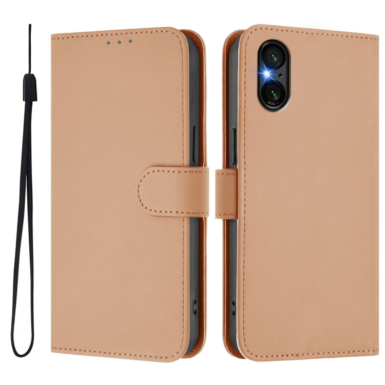 For Sony Xperia 5 VI 2024 Skin Feel Solid Color Leather Phone Case with Lanyard(Nude) - Sony Cases by PMC Jewellery | Online Shopping South Africa | PMC Jewellery | Buy Now Pay Later Mobicred