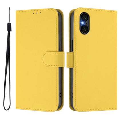 For Sony Xperia 5 VI 2024 Skin Feel Solid Color Leather Phone Case with Lanyard(Lemon Yellow) - Sony Cases by PMC Jewellery | Online Shopping South Africa | PMC Jewellery | Buy Now Pay Later Mobicred