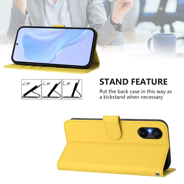 For Sony Xperia 5 VI 2024 Skin Feel Solid Color Leather Phone Case with Lanyard(Lemon Yellow) - Sony Cases by PMC Jewellery | Online Shopping South Africa | PMC Jewellery | Buy Now Pay Later Mobicred