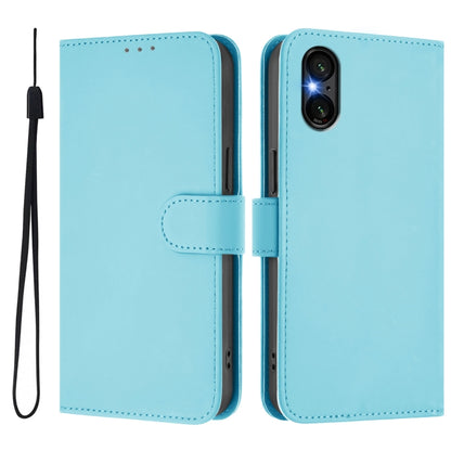 For Sony Xperia 5 VI 2024 Skin Feel Solid Color Leather Phone Case with Lanyard(Sky Blue) - Sony Cases by PMC Jewellery | Online Shopping South Africa | PMC Jewellery | Buy Now Pay Later Mobicred