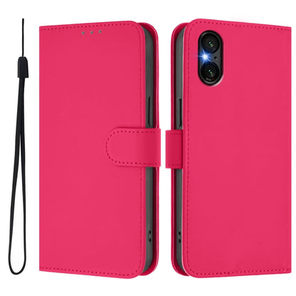 For Sony Xperia 5 VI 2024 Skin Feel Solid Color Leather Phone Case with Lanyard(Rose Red) - Sony Cases by PMC Jewellery | Online Shopping South Africa | PMC Jewellery | Buy Now Pay Later Mobicred