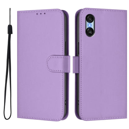 For Sony Xperia 10 VI 2024 Skin Feel Solid Color Leather Phone Case with Lanyard(Lavender Purple) - Sony Cases by PMC Jewellery | Online Shopping South Africa | PMC Jewellery | Buy Now Pay Later Mobicred