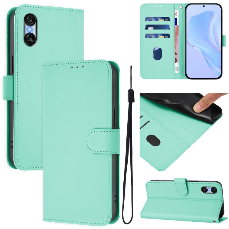 For Sony Xperia 10 VI 2024 Skin Feel Solid Color Leather Phone Case with Lanyard(Mint Green) - Sony Cases by PMC Jewellery | Online Shopping South Africa | PMC Jewellery | Buy Now Pay Later Mobicred