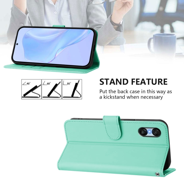 For Sony Xperia 10 VI 2024 Skin Feel Solid Color Leather Phone Case with Lanyard(Mint Green) - Sony Cases by PMC Jewellery | Online Shopping South Africa | PMC Jewellery | Buy Now Pay Later Mobicred