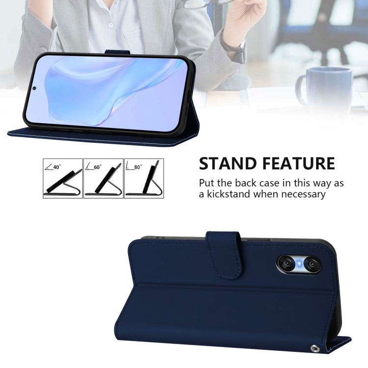 For Sony Xperia 10 VI 2024 Skin Feel Solid Color Leather Phone Case with Lanyard(Navy Blue) - Sony Cases by PMC Jewellery | Online Shopping South Africa | PMC Jewellery | Buy Now Pay Later Mobicred