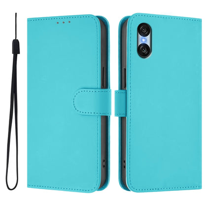 For Sony Xperia 10 VI 2024 Skin Feel Solid Color Leather Phone Case with Lanyard(Lake Blue) - Sony Cases by PMC Jewellery | Online Shopping South Africa | PMC Jewellery | Buy Now Pay Later Mobicred