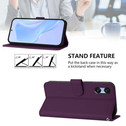 For Sony Xperia 10 VI 2024 Skin Feel Solid Color Leather Phone Case with Lanyard(Violet) - Sony Cases by PMC Jewellery | Online Shopping South Africa | PMC Jewellery | Buy Now Pay Later Mobicred