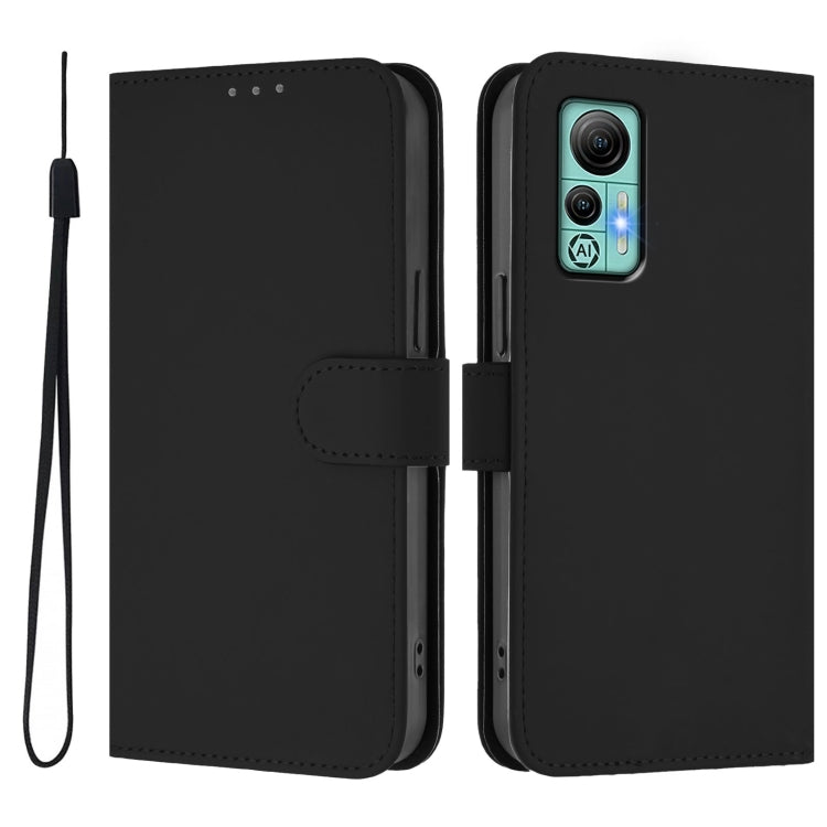 For Ulefone Note 14 Skin Feel Solid Color Leather Phone Case with Lanyard(Black) - Ulefone Cases by PMC Jewellery | Online Shopping South Africa | PMC Jewellery | Buy Now Pay Later Mobicred